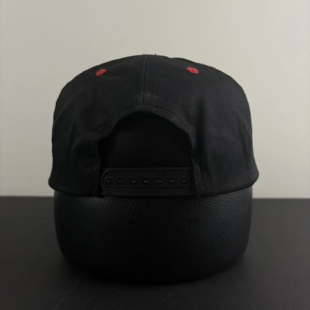 Vintage 90s Mighty System XL Brakes Snapback Hat Red Black Trucker Mechanic Cap